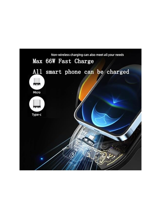 S-TOP RGB Car Phone Holder for Air Vent, 66W Fast Charging 5-in-1 Auto-Clip Car Mount with 360° Rotation, One-hand Auto Lock Mobile Holder For Car Super Stable 2025 Premium Phone Stand for All Smartphones - Image 2