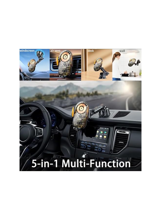S-TOP RGB Car Phone Holder for Air Vent, 66W Fast Charging 5-in-1 Auto-Clip Car Mount with 360° Rotation, One-hand Auto Lock Mobile Holder For Car Super Stable 2025 Premium Phone Stand for All Smartphones - Image 3