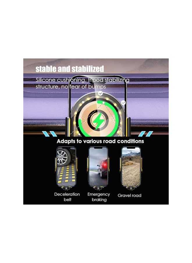 S-TOP RGB Car Phone Holder for Air Vent, 66W Fast Charging 5-in-1 Auto-Clip Car Mount with 360° Rotation, One-hand Auto Lock Mobile Holder For Car Super Stable 2025 Premium Phone Stand for All Smartphones - Image 4