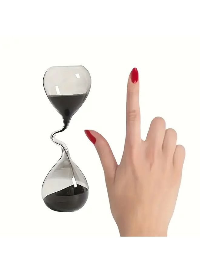 Curved Black Hourglass Sand Clock 1pc Modern Aesthetic Home Decor Accessory Simple Table Decoration For Living Room Bedroom Study Office Indoor Outdoor No Electricity Required - Image 5
