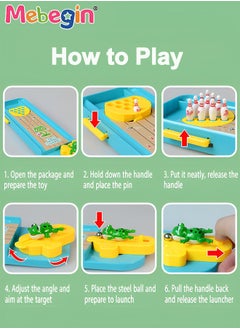 MEBEGIN Kids Bowling Game Toy, Frog Bowling Table Tabletop, Mini Bowling Game Set with 10 Bowling Pins, Easy to Set up and Fun to Play, Portable Tabletop Family Game, Suitable for Game Props Between Parents and Children and Friends  - Image 3
