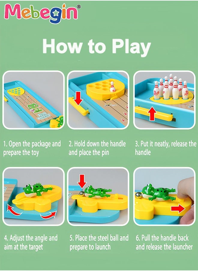 MEBEGIN - Kids Bowling Game Toy, Frog Bowling Table Tabletop, Mini Bowling Game Set with 10 Bowling Pins, Easy to Set up and Fun to Play, Portable Tabletop Family Game, Suitable for Game Props Between Parents and Children and Friends - Image 1