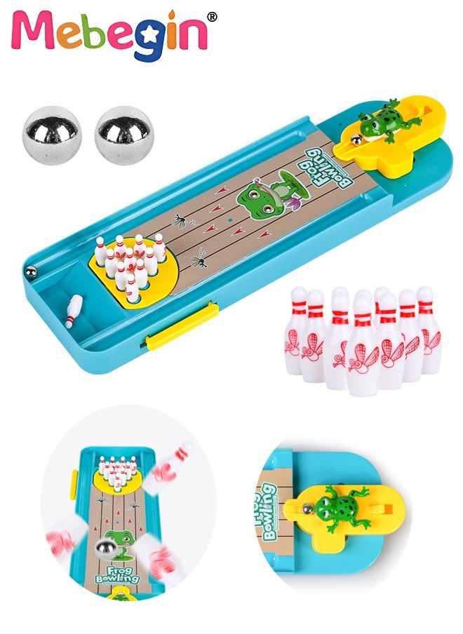 MEBEGIN - Kids Bowling Game Toy, Frog Bowling Table Tabletop, Mini Bowling Game Set with 10 Bowling Pins, Easy to Set up and Fun to Play, Portable Tabletop Family Game, Suitable for Game Props Between Parents and Children and Friends - Image 1