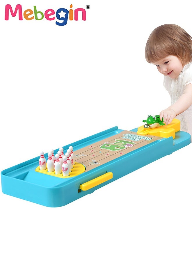 MEBEGIN - Kids Bowling Game Toy, Frog Bowling Table Tabletop, Mini Bowling Game Set with 10 Bowling Pins, Easy to Set up and Fun to Play, Portable Tabletop Family Game, Suitable for Game Props Between Parents and Children and Friends - Image 1