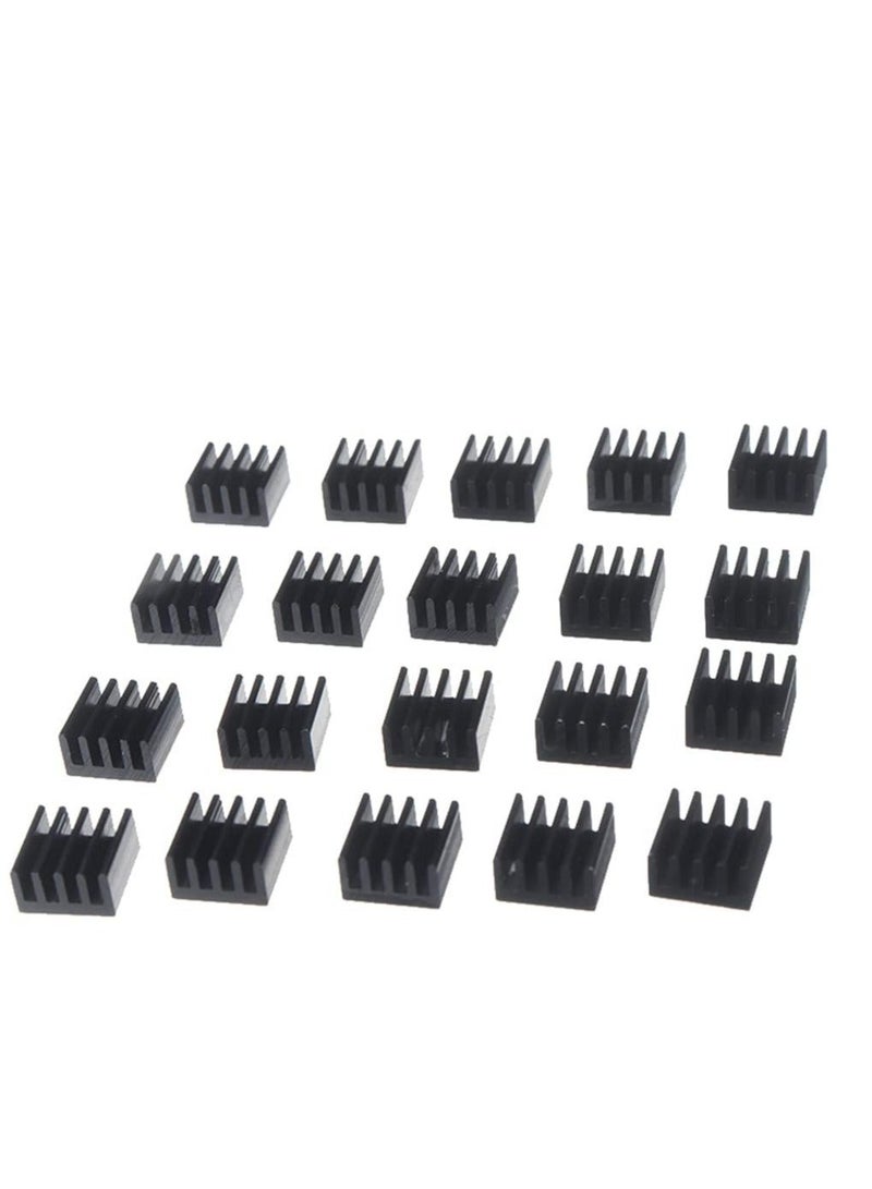 20PCS Black Aluminum Heat Sink with Thermal Conductive Adhesive Tape, 9×9×5mm Heatsink Cooler for Cooling VRM GPU Stepper Driver MOSFET VRam Regulators - Image 2