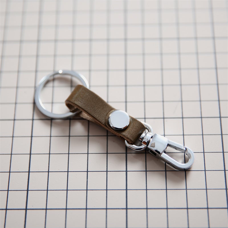 Handmade Genuine Vegetable Tanned Leather Keychain, Modern Minimalist Key Ring for Couples, Unisex Gift for Birthday, Christmas, Valentine's Day - Image 3