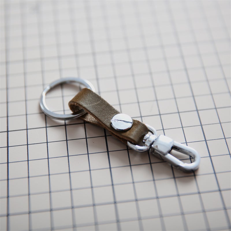 Handmade Genuine Vegetable Tanned Leather Keychain, Modern Minimalist Key Ring for Couples, Unisex Gift for Birthday, Christmas, Valentine's Day - Image 4