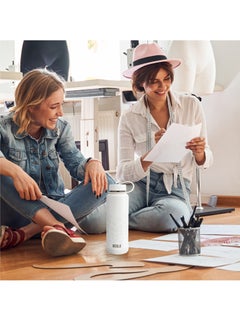 BEOLA 1200ml Water Bottle 18/8 Stainless Steel 304 Double Wall Insulated Thermos Bottle with a wide mouth, 2 lids included, Hot Cold Liquids Sports Bottle bella, 40oz Bottle (Sparkling White)  - Image 5