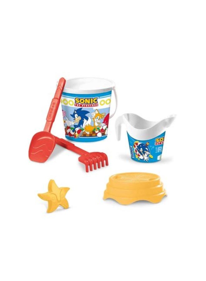 MONDO Sonic The Hedgehog Kids Beach Bucket Toy Set – 6 Pieces, Sand Toys with Bucket, Rake, Shovel, Watering Cup & Starfish Mold for Toddlers - Image 1