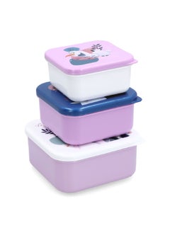STOR 3-Piece Frozen Theme Square Shaped Plastic Nesting Snack Box Set Multicolour 6 x 12 x 12 cm  - Image 5