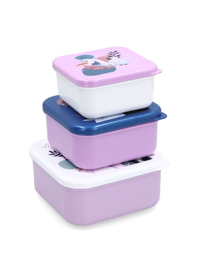 STOR 3-Piece Frozen Theme Square Shaped Plastic Nesting Snack Box Set Multicolour 6 x 12 x 12 cm  - Image 5