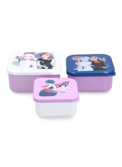 STOR 3-Piece Frozen Theme Square Shaped Plastic Nesting Snack Box Set Multicolour 6 x 12 x 12 cm  - Image 2