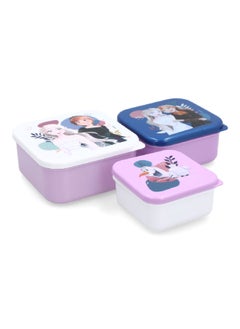 STOR 3-Piece Frozen Theme Square Shaped Plastic Nesting Snack Box Set Multicolour 6 x 12 x 12 cm  - Image 4