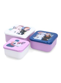STOR 3-Piece Frozen Theme Square Shaped Plastic Nesting Snack Box Set Multicolour 6 x 12 x 12 cm  - Image 3