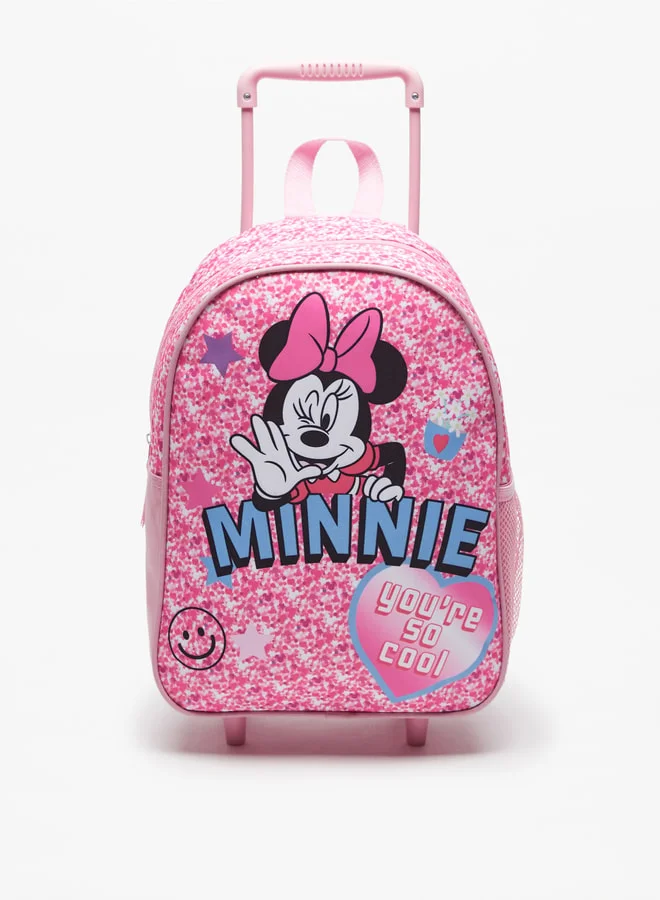 Disney Minnie Mouse Print Trolley Backpack with Retractable Handle - 34x25x12 cm
