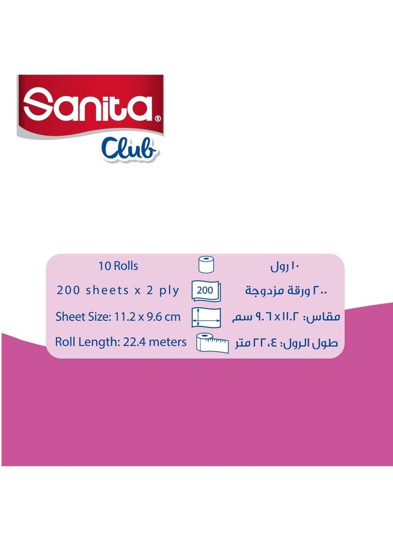 Sanita - Sanita Club Toilet Tissue Embossed Pack Of 10 Roll 2 Ply - Image 1