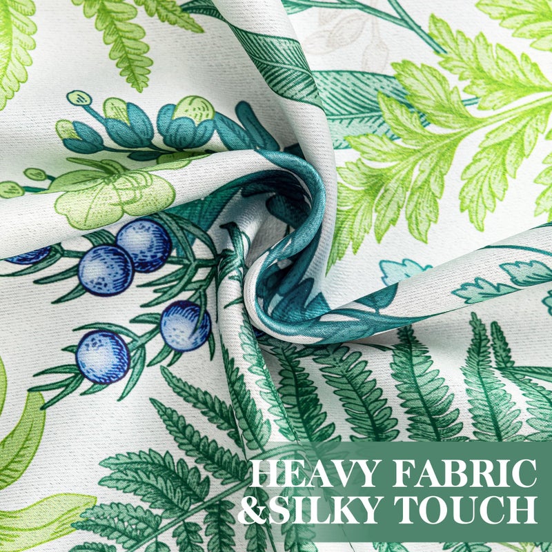 keensoft Botanical 100% Blackout Curtains for Bedroom 63 Inch Length 2 Panels Set White Green Plant Floral Black Out Curtains Insulated Grommet Room Darkening Window Drapes for Living Roomï¼Œ52Wx63L - Image 4