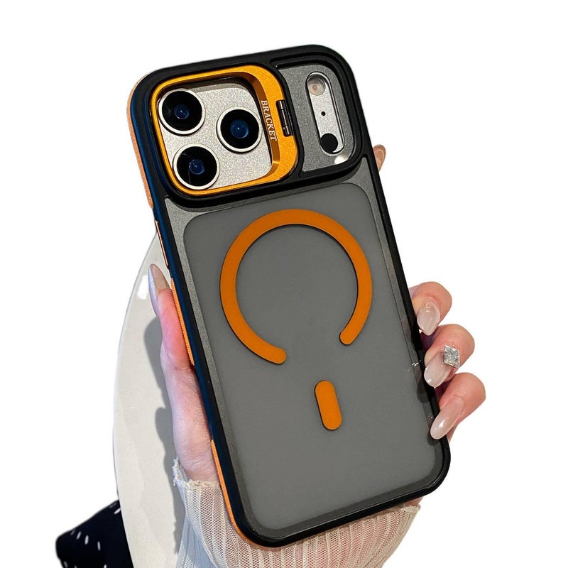 MagSafe iPhone 17 Pro Max Drop Protection Acrylic for iPhone 17 17 Air 17 Pro 17 Pro Max with Kickstand in Orange - Image 1