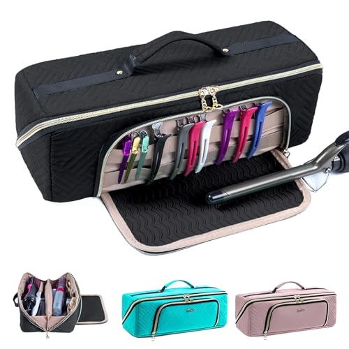 ELCUPA Large Hair Tools Travel Bag with Iron Mat - 2in1 Hair Tools Organizer for Hair Dryer Brush, Flat Irons, Straighteners, Curling Irons, Hair Bag, Makeup Bag, Cosmetic Bag for Travel Essentials - Image 1