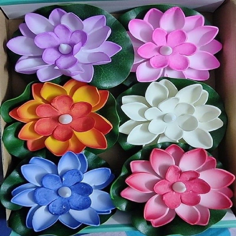 Winberg Winberg Water Sensor Lotus Diya Diya for Festival Pack of 6 Lotus 