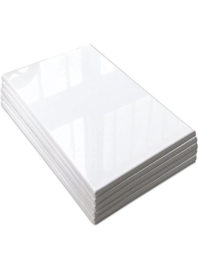 ARS Artist Rectangle Stretched Canvas, Middle Size Pre-Stretched Cotton Canvas Panel Boards 5-Pack Stretched Canvas White, 20x30CM (8x12 Inch) - Image 1