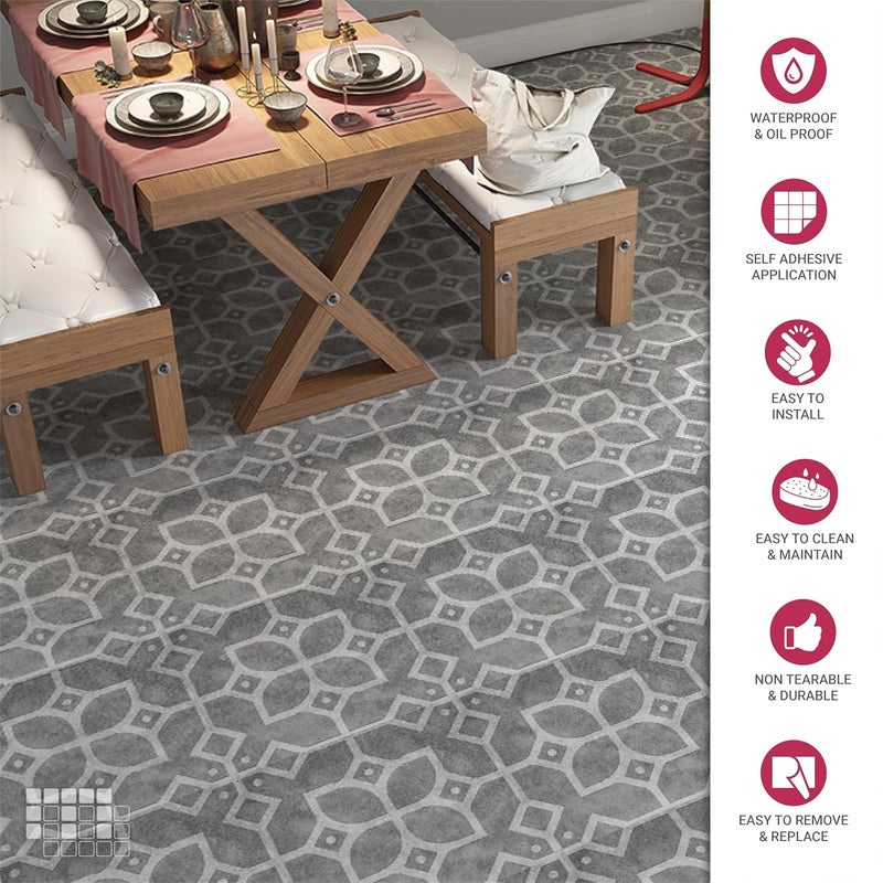 MOSAICOWALL Mosaicowall DIY Peel and Stick Self Adhesive Floor Tiles for Kitchen Living Room Matte Flooring Tile FST0116 X 6 Inches Pack of 12  - Image 2