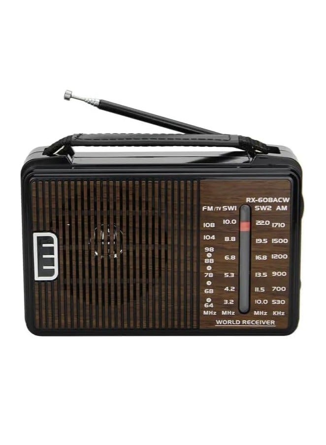 جولون راديو جولون كلاسيكى يعمل بالكهرباء متعدد الموجات RX-608ACW – استقبال AM/FM/SW1/SW2 – عالي الحساسية – هوائي طويل – أسود - Image 1