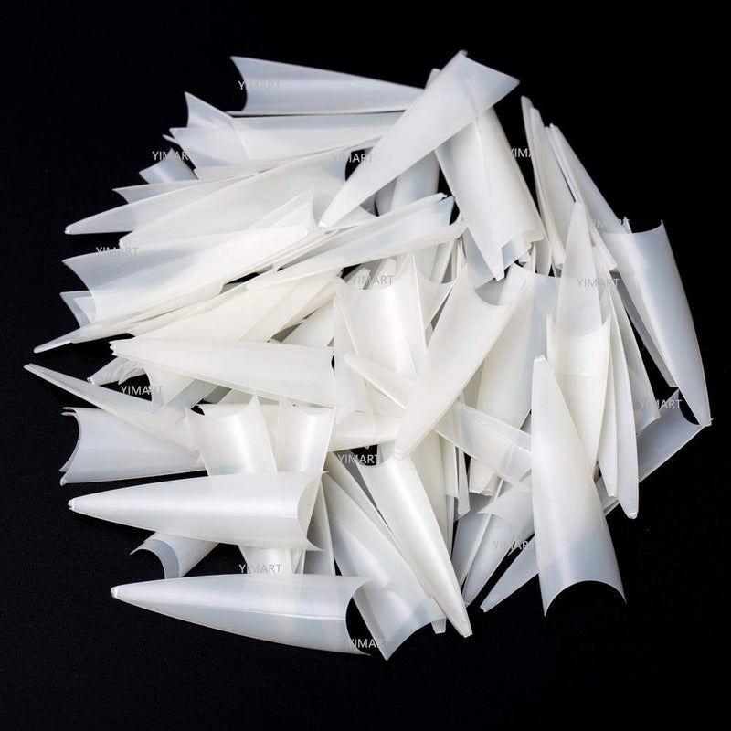 YIMART 500pcs Acrylic Medium Long Stiletto Nail Tips Easy Coffin Nails Sharp False Nail Art Tips For Nails Salon (Natural) - Image 1