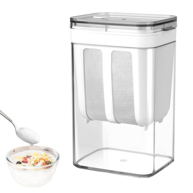 GREEK YOGURT STRAINER 1100 ML CHEESE YOGURT MAKER WITH LID YOGHURT MAKER STRAINER WITH FINE MESH BAG LID FOR THICK GREEK YOGURT SOYBEAN MILK KEFIR BERRIES SOUP FRUIT JUICE COFFEE