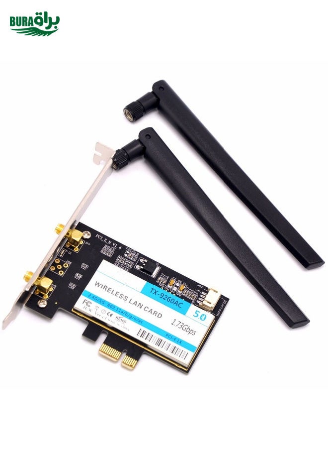 BURAQ TX-9260AC Wireless-AC Dual Band 802.11ac 1730Mbps Desktop PCI-e WiFi Adapter + Bluetooth 5.0 WLAN Network Card for Intel 9260ac  - Image 3