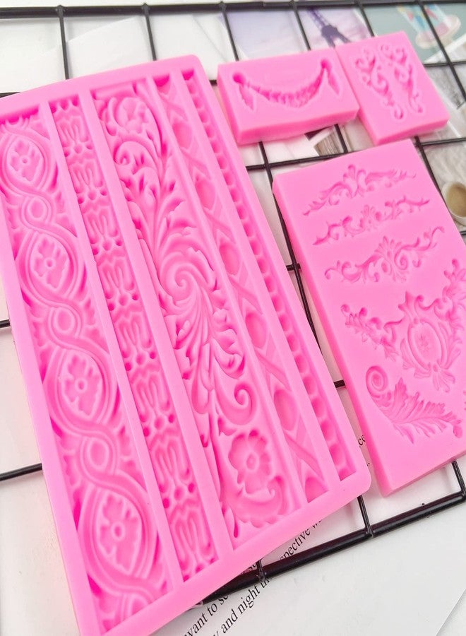 Rainmae 4 Pcs Baroque Fondant Silicone Molds, Relief Flower Lace Chocolate Mould, Scroll Lace Clay Mold, Filigree Mold 3D Sculpted Decoration, Cupcake Topper, Jewelry, Polymer Clay, Crafting Projects - Image 4