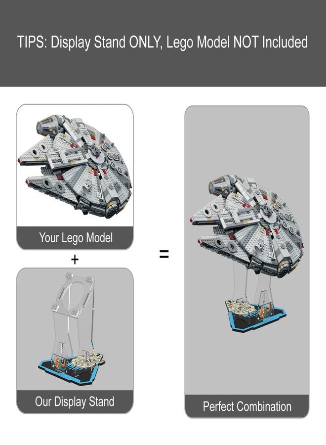 NAOCARD Acrylic Display Stand for Lego Star Wars Millennium Falcon 75257 Building Set (Stand Only, No Model) Vertical Display Bracket for Lego 75105 Starship Model - Image 4