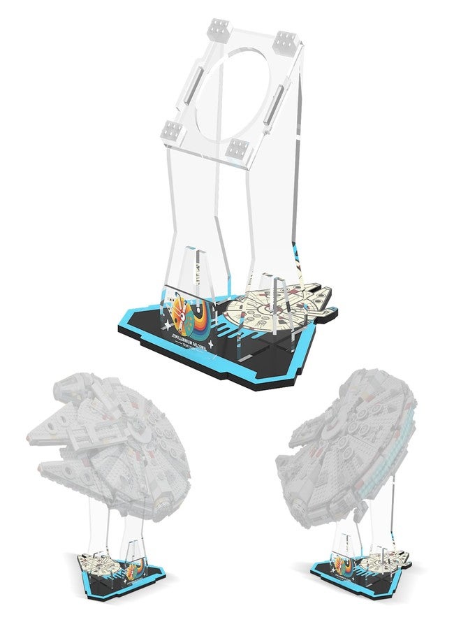 NAOCARD Acrylic Display Stand for Lego Star Wars Millennium Falcon 75257 Building Set (Stand Only, No Model) Vertical Display Bracket for Lego 75105 Starship Model - Image 1