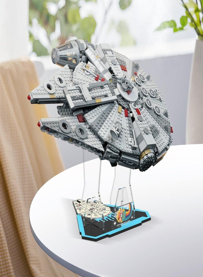 NAOCARD Acrylic Display Stand for Lego Star Wars Millennium Falcon 75257 Building Set (Stand Only, No Model) Vertical Display Bracket for Lego 75105 Starship Model - Image 5