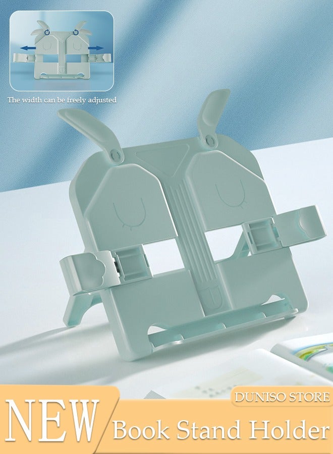 DUNISO Book Stand Holder for Kids Foldable Book Stand Multi Heights Angles Adjustable Foldable Book Rest with Book clip, Reading Free Hand Holder for TextBooks Magazines - Image 1