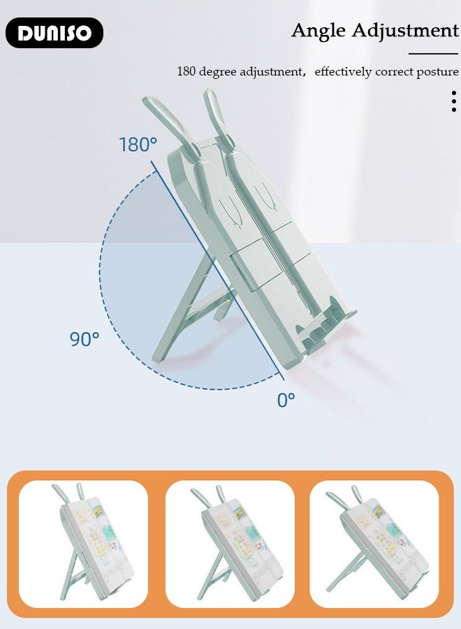 DUNISO Book Stand Holder for Kids Foldable Book Stand Multi Heights Angles Adjustable Foldable Book Rest with Book clip, Reading Free Hand Holder for TextBooks Magazines - Image 3