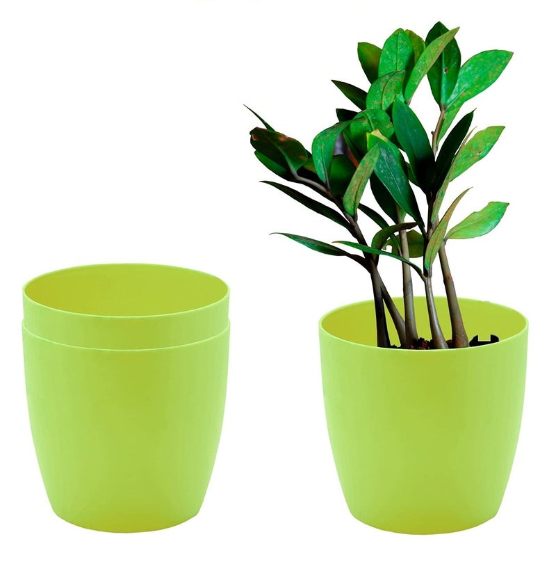 garbnoire Gardening Flower Pots - 4.4 Inch Plastic Flower Pots | Modern Decorative Indoor Outdoor Planters/Pots - Pack of (Green, 3) - Image 1