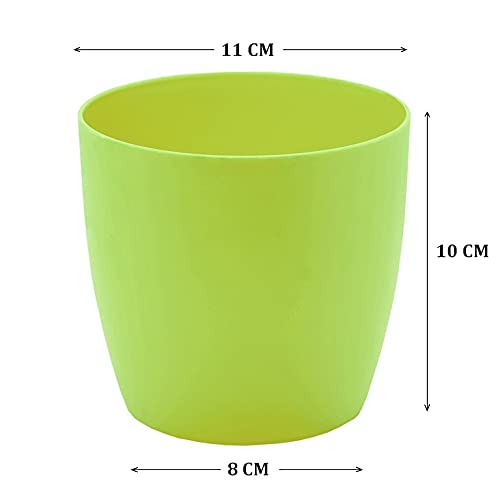 garbnoire Gardening Flower Pots - 4.4 Inch Plastic Flower Pots | Modern Decorative Indoor Outdoor Planters/Pots - Pack of (Green, 3) - Image 5