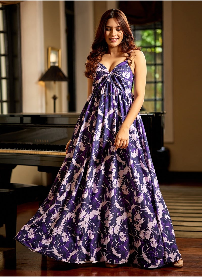 Zigzag - Deep Vneck Strap Maxi Dress - Image 1