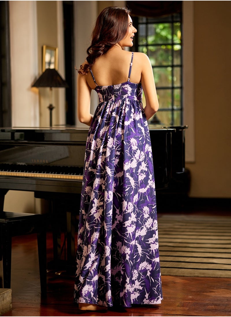 Zigzag - Deep Vneck Strap Maxi Dress - Image 1