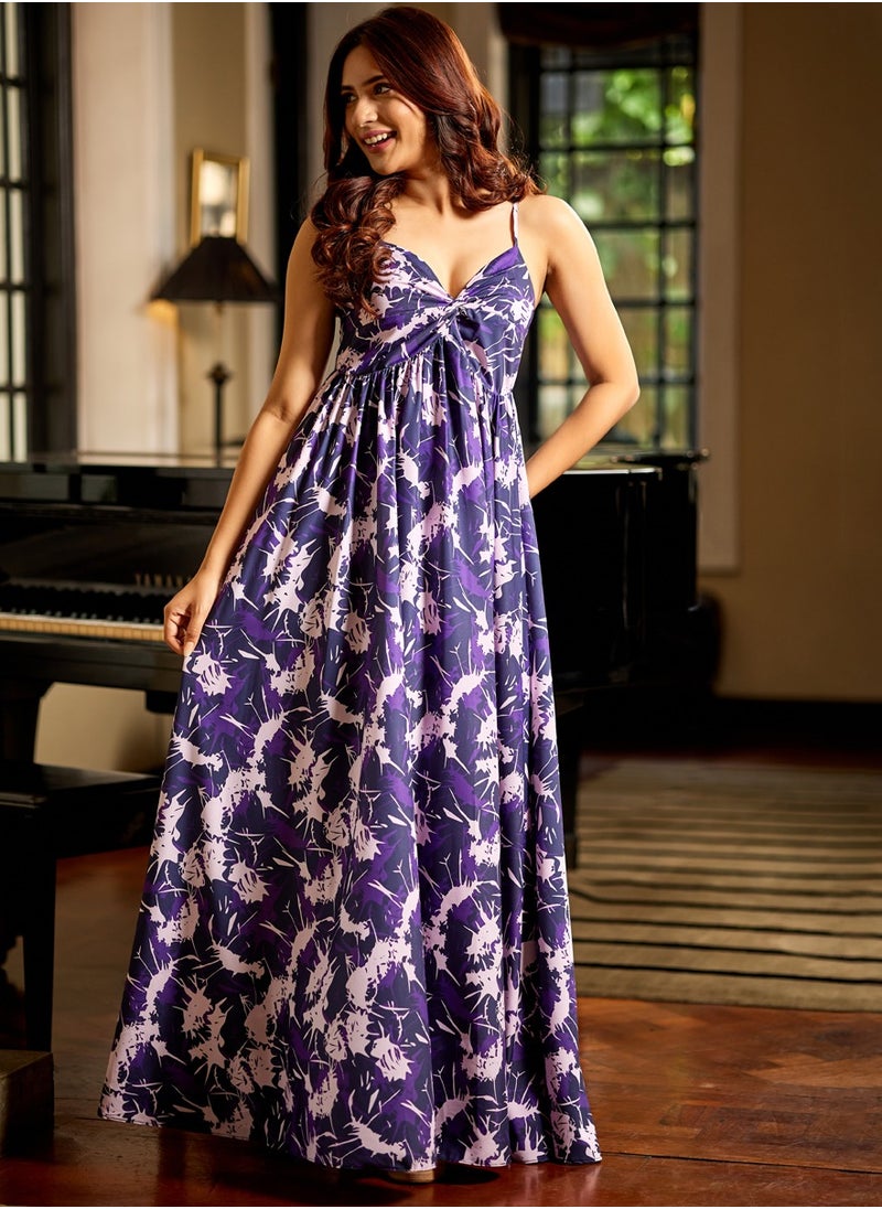 Zigzag - Deep Vneck Strap Maxi Dress - Image 1