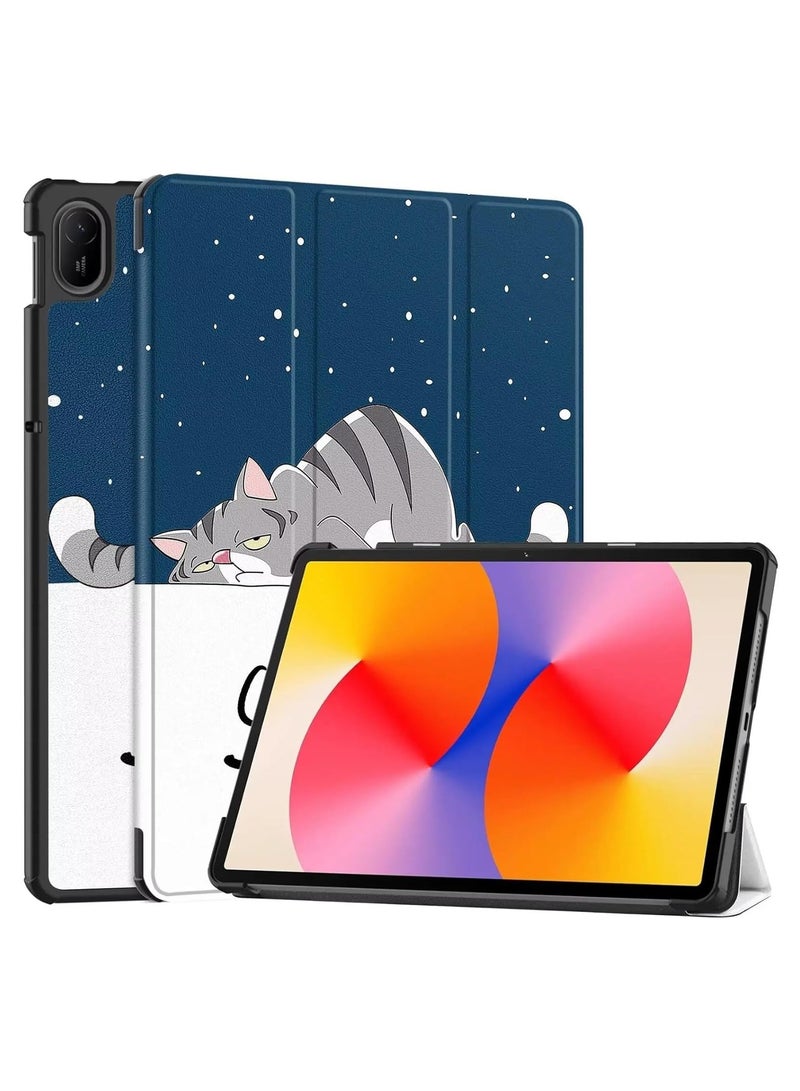 VKL Case Compatible with Huawei MatePad SE 11 inch 2024 Tri-Fold Smart Tablet Case,Hard PC Back Shell Slim Multi- Viewing Angles Stand Folio Cover (Cat) - Image 1