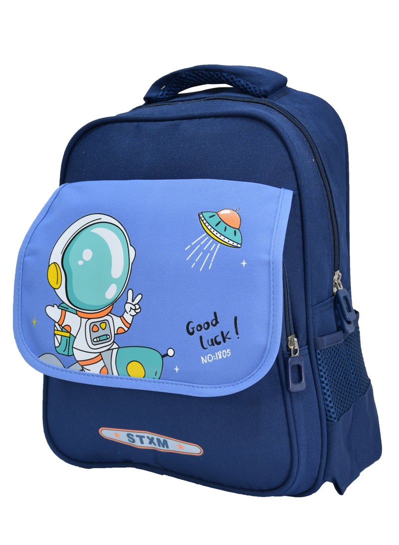 High quality nylon school backpack for boys (Blue) - Image 2