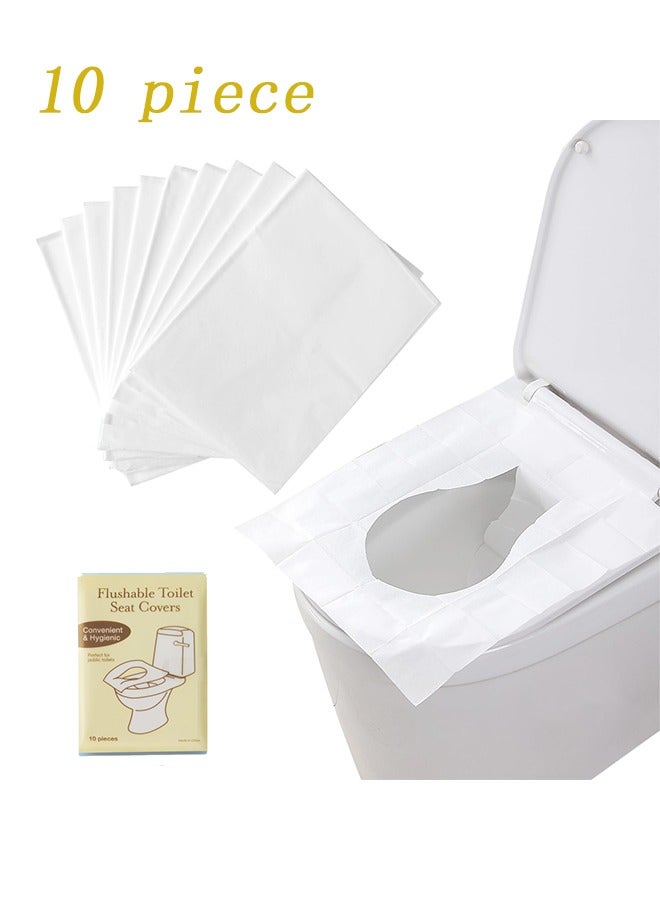 10PCS Disposable Flushable Toilet Seat Covers – Portable Travel Essentials for Public Toilets, Airplane, Camping – Hygienic Paper Covers for Men & Women - Image 1