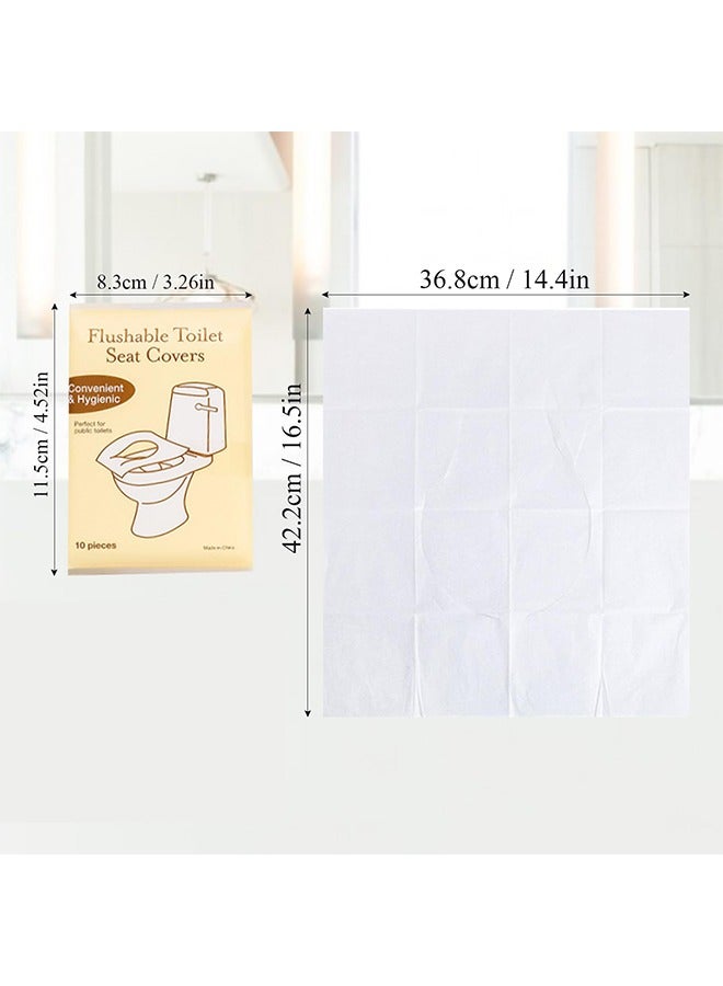 10PCS Disposable Flushable Toilet Seat Covers – Portable Travel Essentials for Public Toilets, Airplane, Camping – Hygienic Paper Covers for Men & Women - Image 2