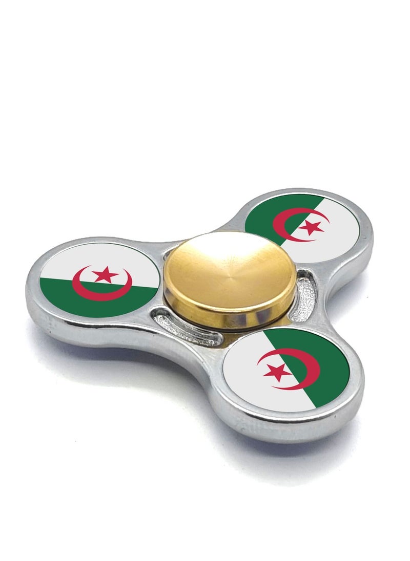 Smart Innovation - Algerian Flag with Two-tone Colour Metal Fidget Spinner, Silver/Gold - Image 1