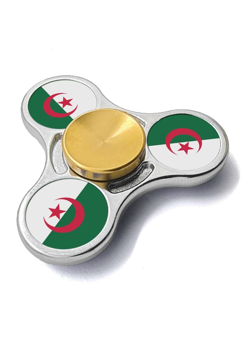 Smart Innovation - Algerian Flag with Two-tone Colour Metal Fidget Spinner, Silver/Gold - Image 1