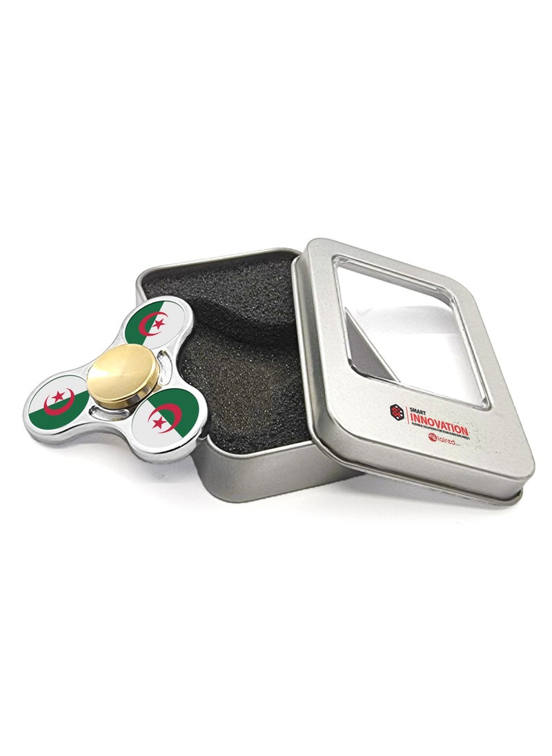 Smart Innovation - Algerian Flag with Two-tone Colour Metal Fidget Spinner, Silver/Gold - Image 1