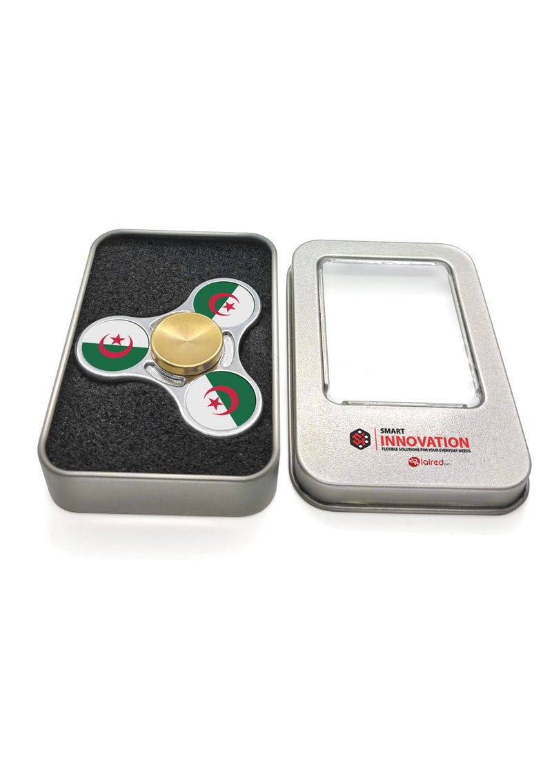 Smart Innovation - Algerian Flag with Two-tone Colour Metal Fidget Spinner, Silver/Gold - Image 1
