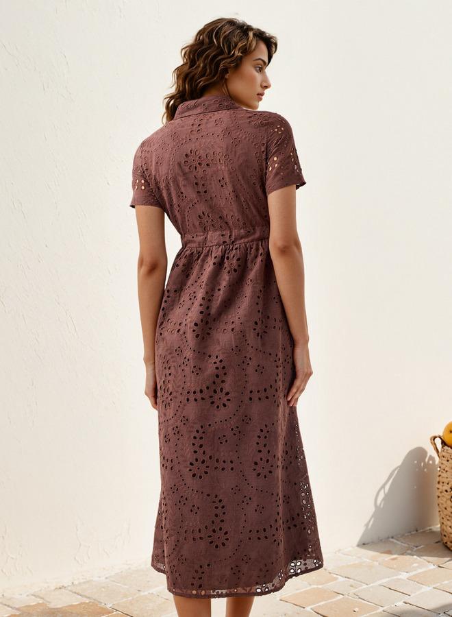 تواكستريمز فستان قميص بشراشيب وشعار بأكمام قصيرة وياقة - Image 3